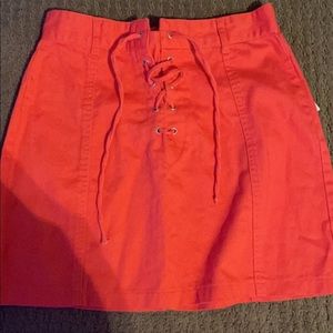 Forever 21 brand new never worn coral lace up skirt. Perfect summer vibe!